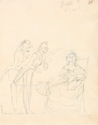 Zwei Herren sprechen mit einer sitzenden Dame von Sir John Everett Millais
