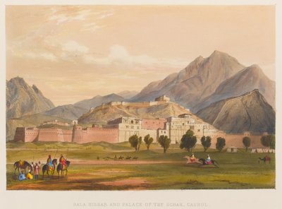 Bala Hissar und Palast des Schahs, Kabul (farbige Lithographie) von Sir Keith A. Jackson