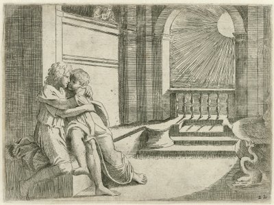 Abimelech sieht Isaak Rebekka liebkosen von Sisto Badalocchio