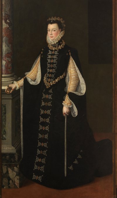 Isabel de Valois hält ein Porträt von Philipp II. von Sofonisba Anguissola