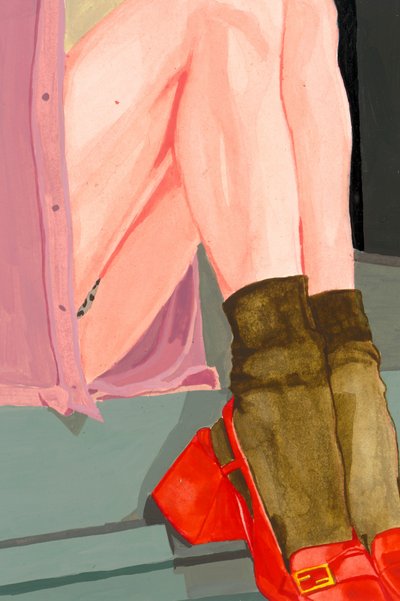 Bunte Beine mit roten Schuhen von Sophia Novosel