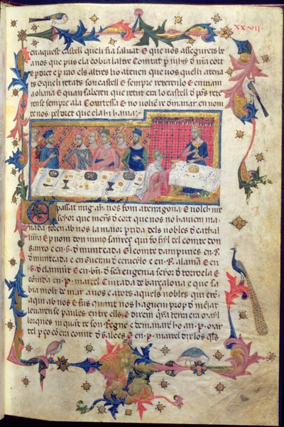 Bankett von Pater Martell für Jakob I. (1208-76) in Tarragona im Jahr 1228, bei dem die Eroberung der Baleareninseln vereinbart wurde, aus 