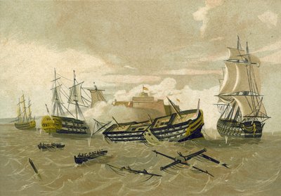 Britische Flotte greift Castillo del Morro, Kuba, 1761 an von Spanish School