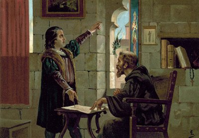 Christoph Kolumbus im Kloster von La Rabida, 1490er Jahre von Spanish School