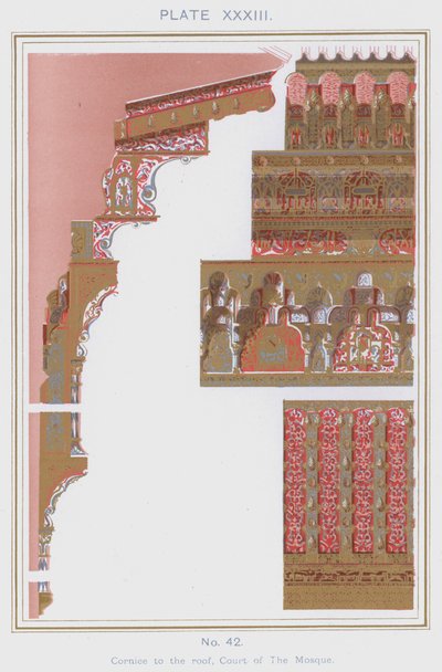 Gesims zum Dach, Hof der Moschee von Spanish School