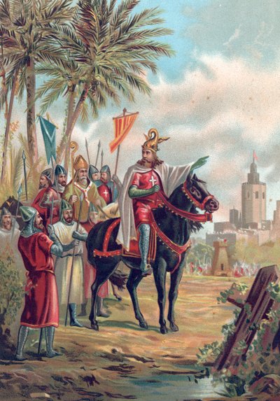Jaime I von Aragon, der Eroberer, vor Valencia von Spanish School