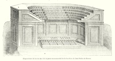 Anordnung der Tasten der monumentalen Orgel der Petersbasilika, Rom von Spanish School