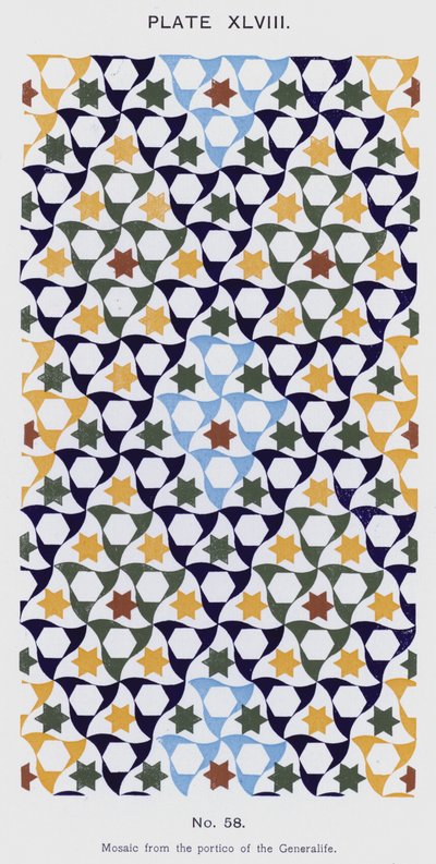 Mosaik aus dem Portikus des Generalife (Farblithografie) von Spanish School