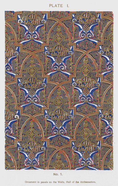 Ornament in Paneelen an den Wänden, Halle der Botschafter von Spanish School
