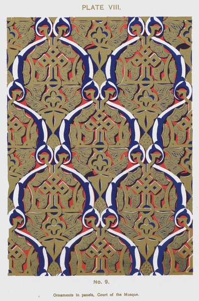 Ornamente in Tafeln, Hof der Moschee von Spanish School