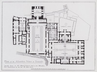Plan des Alhambra-Palastes in Granada (Lithografie) von Spanish School