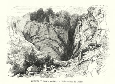 Schlucht von Delphi, Griechenland (Lithografie) von Spanish School