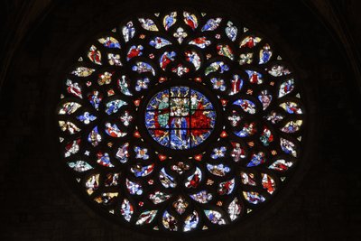 Rosettenfenster, Darstellung der Himmelfahrt der Jungfrau Maria, ca. 1460 von Spanish School