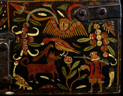 Szene mit spanischem Jäger und indianischen Motiven (Detail) von Spanish School