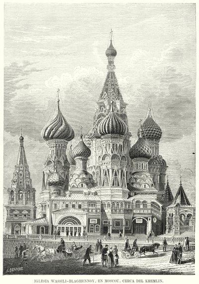 St. Basilius-Kathedrale, Roter Platz, Moskau, Russland von Spanish School