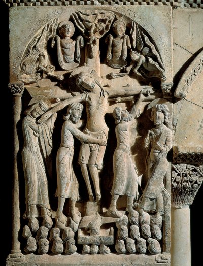 Die Kreuzabnahme (Relief auf Stein) von Spanish School