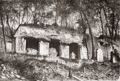 Die Fassade des Palastes in Palenque, Südmexiko von Spanish School