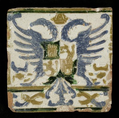 Fliese mit den Wappen von Leon und Kastilien, 1525 von Spanish School