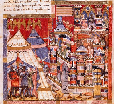 Trojanischer Krieg: Die Stadt Troja und das griechische Lager (Detail) von Spanish School