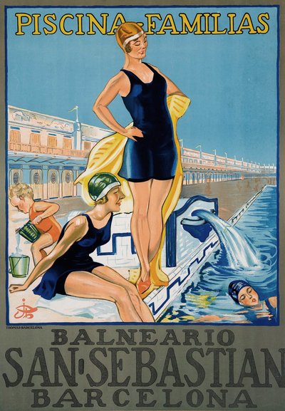 Vintage Barcelona Spa Resort Poster von Spanish School