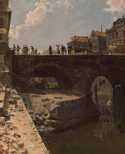 Brücke in einer französischen Stadt von Stanislas Victor Edouard Lepine