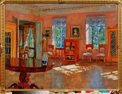 Innenraum der Bibliothek in einem Herrenhaus von Stanislav Joulianovitch Joukovski