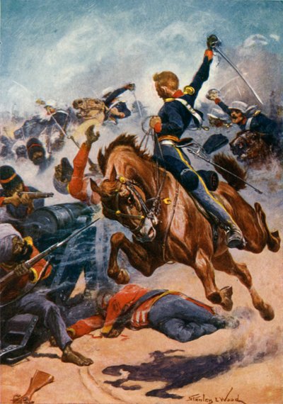 Aliwal, Die Dritte Leichte Dragoner greifen die Sikh-Kanonen an von Stanley L. Wood
