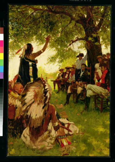 Tecumseh trifft General Harrison von Stanley Massey Arthurs