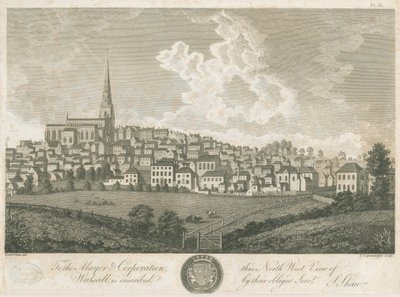 Walsall Town - Nordwestansicht: Gravur, undatiert [ca. 1798] von Stebbing Shaw