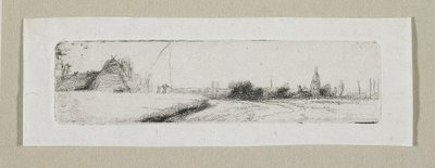 Kleine Landschaft mit entferntem Dorf von Stefan Juliusz Norblin de la Gourdaine