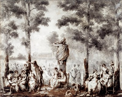 Ansicht der Tuilerien-Terrasse im Jahr 1807 von Stefan Juliusz Norblin de la Gourdaine