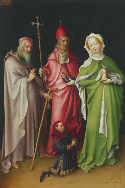 Flügel des Weltgerichtsaltares: Hl. Antonius, Papst Cornelius und Maria Magdalena mit einem Stifter von Stefan Lochner