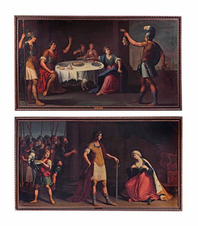 Der Kopf von Pompeius wird Caesar übergeben; und Octavius Augustus Caesar zeigt Cleopatra Gnade von Stefano (attr.) Tofanelli
