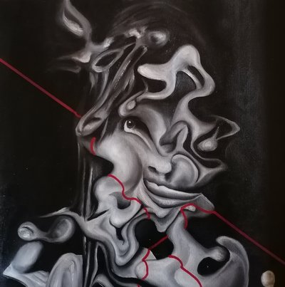 Verzerrtes abstraktes Porträt von Stefano Mazzolini