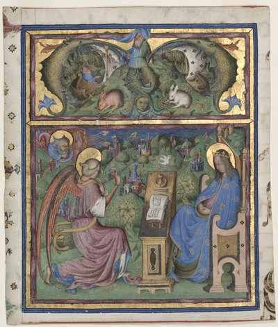 Initiale M[issus est] ausgeschnitten aus einem Antiphonar: Die Verkündigung, 1430-1438 von Stefano da Verona