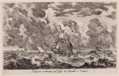 Ansichten von Seehäfen: Segelschiff, das von Dover nach Calais fährt von Stefano della Bella