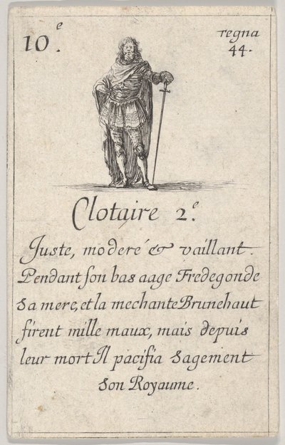 Clotaire II. Juste, moderé..., aus dem Spiel der Könige von Frankreich von Stefano della Bella