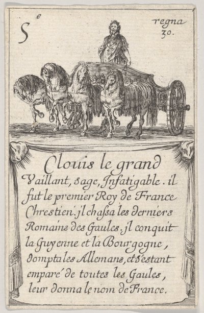 Clovis der Große Tapfer, weise..., aus dem Spiel der Könige von Frankreich Jeu des Rois de F..., 1644 von Stefano della Bella