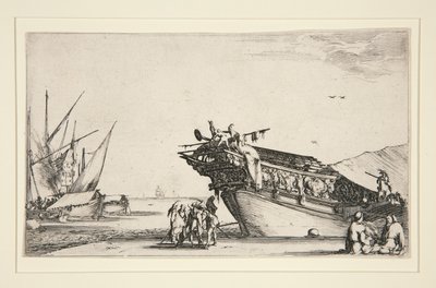 Hafenszene aus einer Serie von acht Marines, Dev. 813 von Stefano della Bella