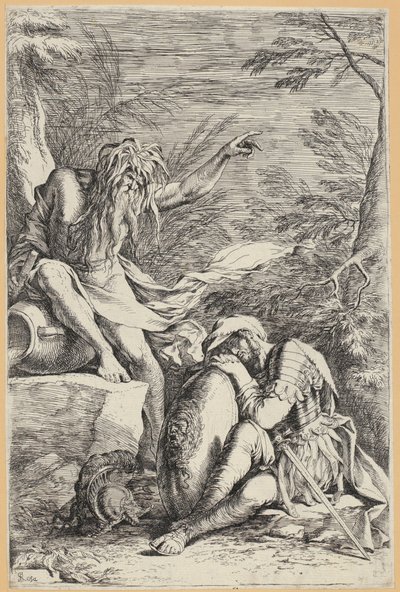 Kartusche mit zwei Skeletten auf ionischen Säulen von Stefano della Bella