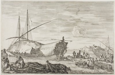 La galère dont le pont est couvert de voiles von Stefano della Bella