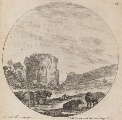 Landschaft mit antiken Ruinen, 1646 von Stefano della Bella