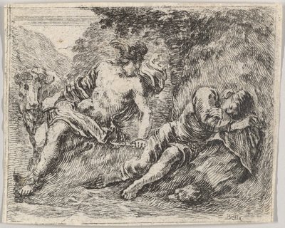 Merkur und Argos, aus Spiel der Mythologie Jeu de la Mythologie, 1644 von Stefano della Bella