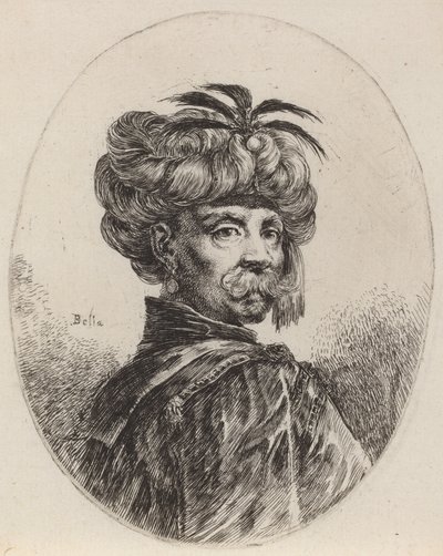 Mohr mit einem Turban, verziert mit fünf Federn, 1649-1650 von Stefano della Bella