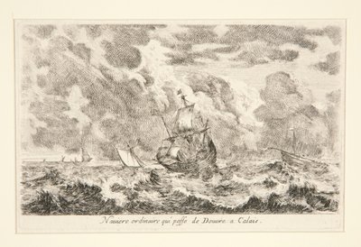 Ein gewöhnliches Schiff, das zwischen Douvre und Calais reist, aus der Serie Ansichten von Seehäfen von Stefano della Bella
