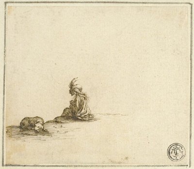 Sitzende Zigeunermutter und Kind, mit Hund von Stefano della Bella