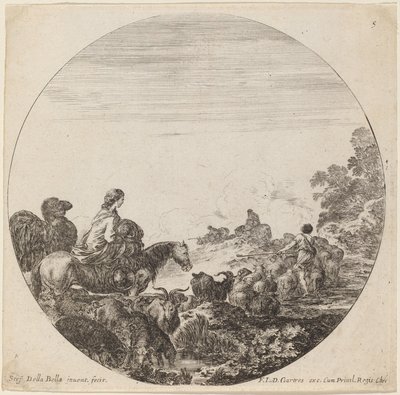 Hirten und Herde mit Frau und Kamel von Stefano della Bella