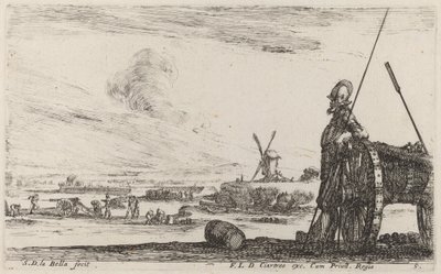 Soldat in Rüstung und eine Kanone, ca. 1641 von Stefano della Bella