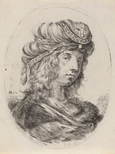 Sultanin mit einem gebänderten Turban, nach rechts gewandt, 1649-1650 von Stefano della Bella