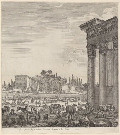 Tempel des Antonius und das Campo Vaccino von Stefano della Bella
